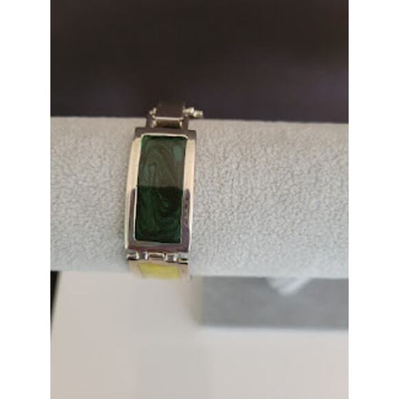 Vintage Five Panel Bracelet Silver Tone with Pearlized Enamel Panels Casual 80's - Picture 7 of 9